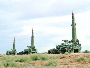 Several Pershing II missiles are prepared for launching at the McGregor Range.