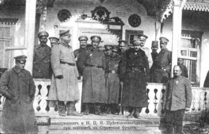 4-Главнокомандващият ген. Жеков и престолонаследника княз Борис на посещение на Серетския фронт, март 1917 г.