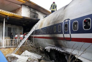 Boeing 707 cargo plane that crashed while landing at Fath airport, near the city of Karaj, Alborz province, Iran, 14 January 2019. According to media reports, at least seven members of the crew have been killed in the accident. One person has reportedly survived, media added.Ê  EPA/HASSAN SHIRAVANI