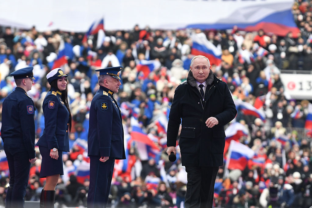 Путин говори на патриотичен концерт в Москва в подкрепа на руската офанзива в Украйна