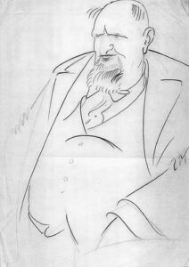 Александър Цанков, изобразен шаржово от Александър Добринов