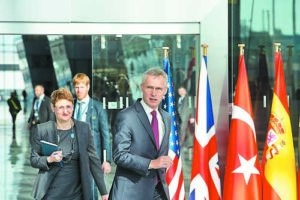 Left to right: Oana Lungescu (NATO Spokesperson) and NATO Secretary General Jens Stoltenberg arrive for the doorstep statement - armymedia.bg Left to right: Oana Lungescu (NATO Spokesperson) and NATO Secretary General Jens Stoltenberg arrive for the doorstep statement