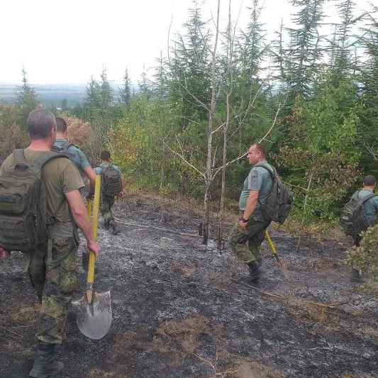 Военнослужещи от 61-ва механизирана бригада се включиха в овладяване на пожара в село Черничево
