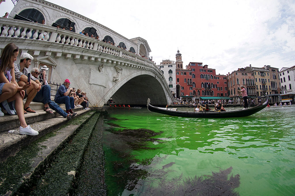 Зеленото петно в Канале Гранде не е токсично, няма опасност от замърсяване на водите във Венеция