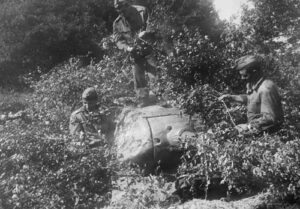 войници маскират танк т-34