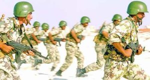 Egyptian Army Soldiers armed with 7.62mm AK-47 assault rifles practice their beach assault techniques at El Omayed, Egypt as US, Spanish and Egyptian Forces conduct amphibious operations, during Exercise BRIGHT STAR 01/02. BRIGHT STAR 01/02 is a multinational exercise involving more than 74,000 troops from 44 countries that enhances regional stability and military-to-military cooperation among our key allies, and our regional partners. It prepares US Central Command to rapidly deploy and employ the forces needed to deter aggressors and, if necessary, fight and win side-by-side with our allies and regional partners.
